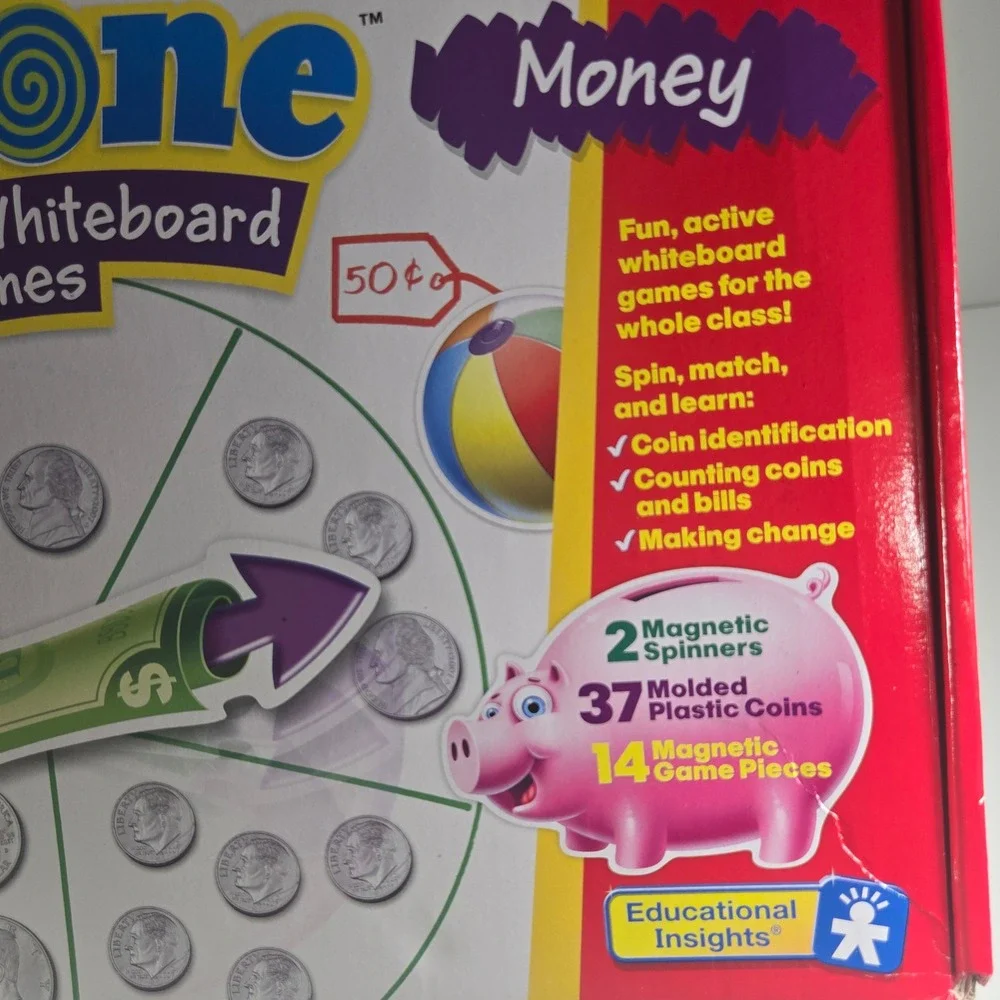 Educational Insights SpinZone Magnetic Whiteboard Games Money Counting Learning